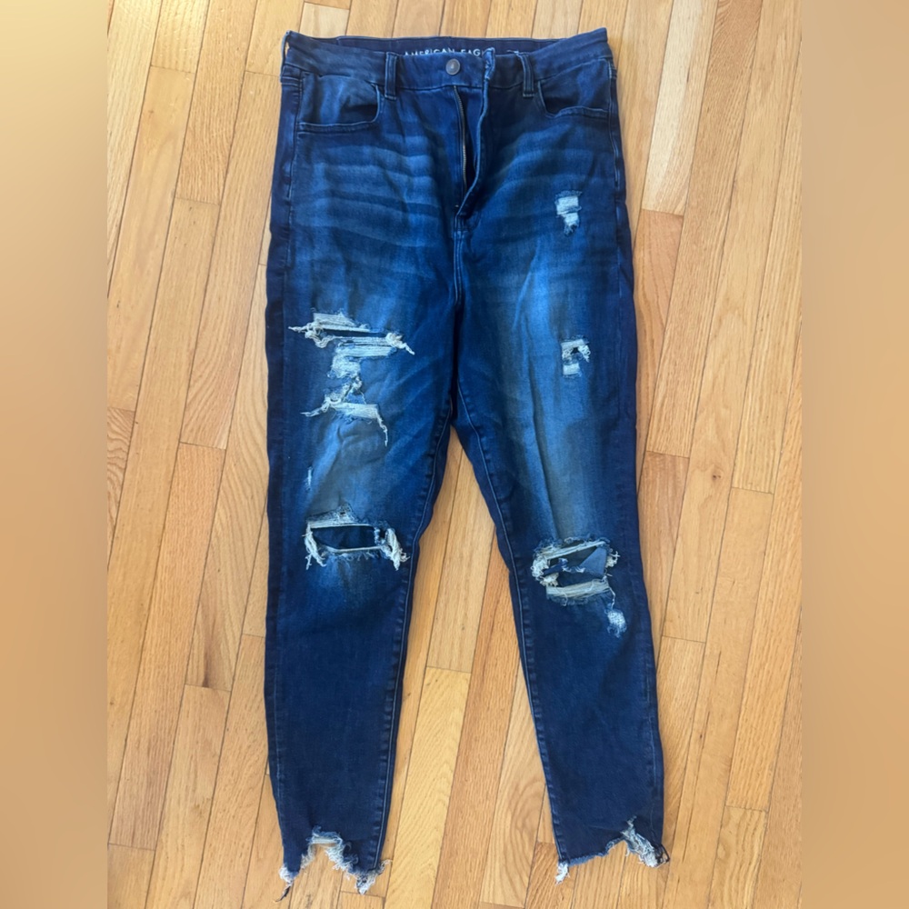 American Eagle Outfitters Women's Distressed Blue Skinny Jeans